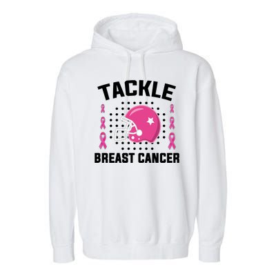 Tackle Breast Cancer Football Helmet Garment-Dyed Fleece Hoodie