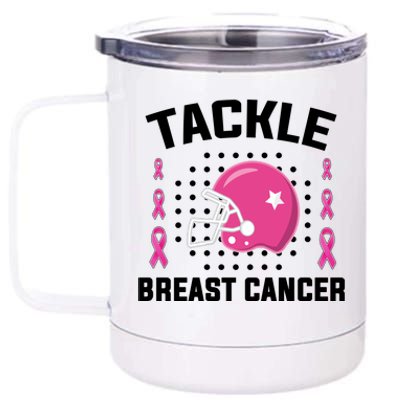 Tackle Breast Cancer Football Helmet 12 oz Stainless Steel Tumbler Cup