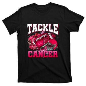 Tackle Breast Cancer Awareness Leopard Football Pink Ribbon Gift T-Shirt