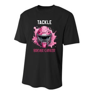 Tackle Breast Cancer Awareness Pink Ribbon Football Boy Kids Youth Performance Sprint T-Shirt