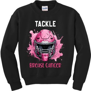 Tackle Breast Cancer Awareness Pink Ribbon Football Boy Kids Kids Sweatshirt