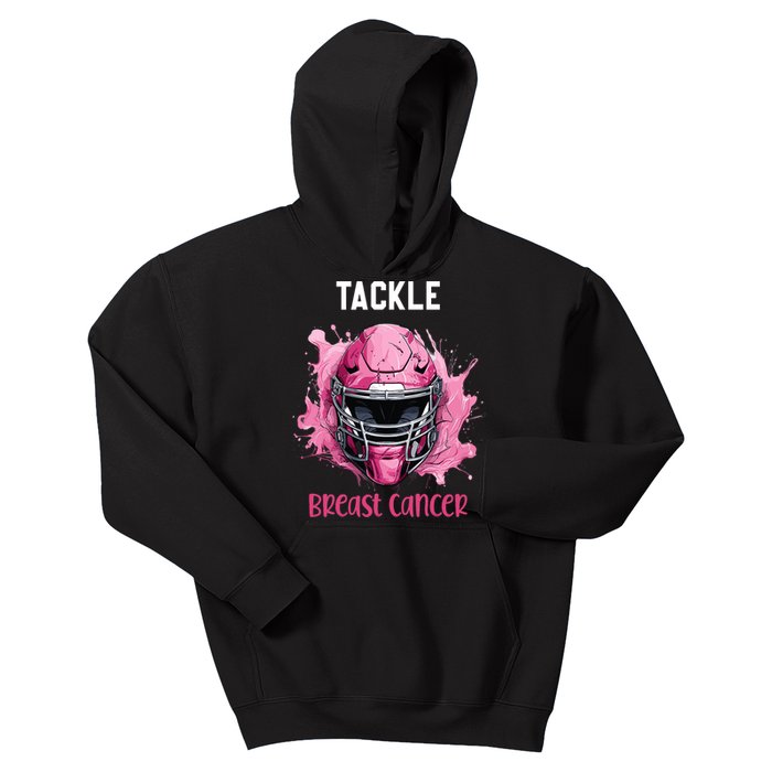 Tackle Breast Cancer Awareness Pink Ribbon Football Boy Kids Kids Hoodie