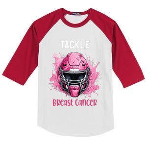 Tackle Breast Cancer Awareness Pink Ribbon Football Boy Kids Kids Colorblock Raglan Jersey