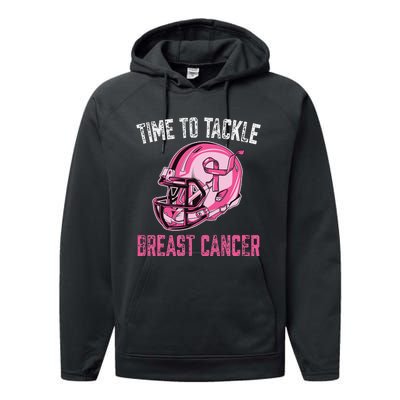 Tackle Breast Cancer Football Helmet Pink Ribbon Awareness Performance Fleece Hoodie