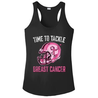 Tackle Breast Cancer Football Helmet Pink Ribbon Awareness Ladies PosiCharge Competitor Racerback Tank