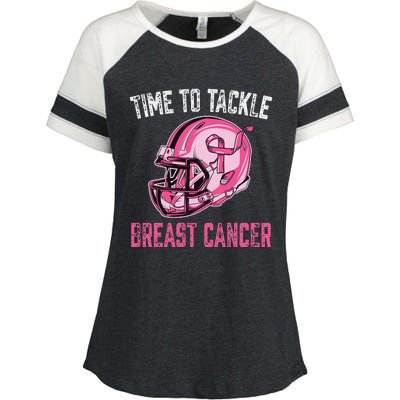 Tackle Breast Cancer Football Helmet Pink Ribbon Awareness Enza Ladies Jersey Colorblock Tee