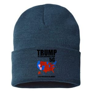 Trump Better Coverage Than 5g Can You Hear Us Now Usa Map Sustainable Knit Beanie