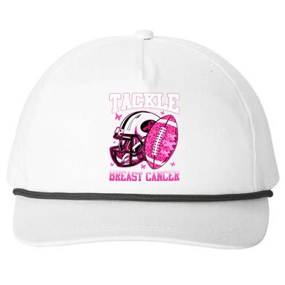 Tackle Breast Cancer Awareness Pink Ribbon Football Snapback Five-Panel Rope Hat