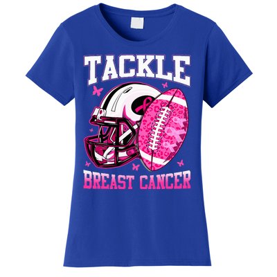 Tackle Breast Cancer Awareness Pink Ribbon Football Women's T-Shirt