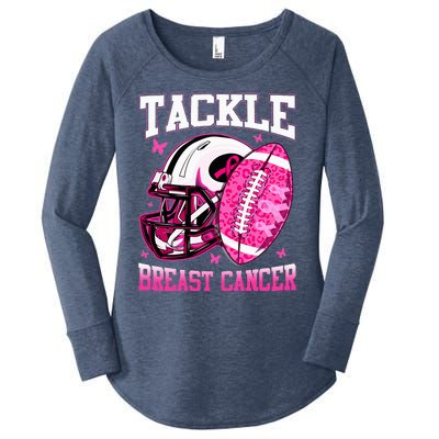 Tackle Breast Cancer Awareness Pink Ribbon Football Women's Perfect Tri Tunic Long Sleeve Shirt