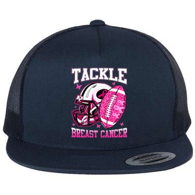 Tackle Breast Cancer Awareness Pink Ribbon Football Flat Bill Trucker Hat