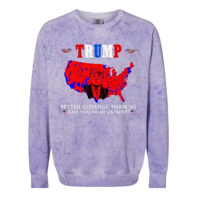 Trump Better Coverage Than 5g Can You Hear Us Now Usa Map Colorblast Crewneck Sweatshirt