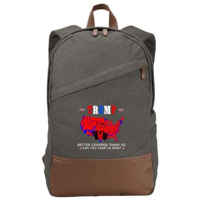 Trump Better Coverage Than 5g Can You Hear Us Now Usa Map Cotton Canvas Backpack