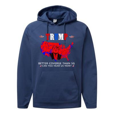 Trump Better Coverage Than 5g Can You Hear Us Now Usa Map Performance Fleece Hoodie