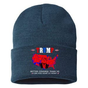 Trump Better Coverage Than 5g Can You Hear Us Now Usa Map Sustainable Knit Beanie