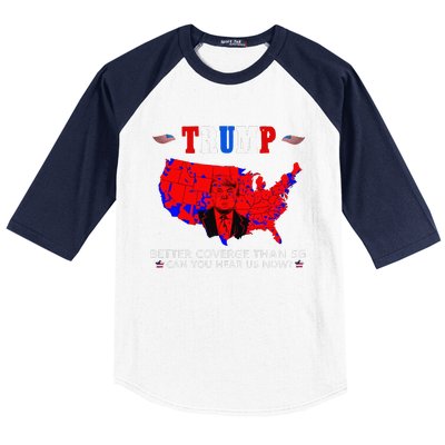 Trump Better Coverage Than 5g Can You Hear Us Now Usa Map Baseball Sleeve Shirt