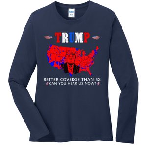 Trump Better Coverage Than 5g Can You Hear Us Now Usa Map Ladies Long Sleeve Shirt