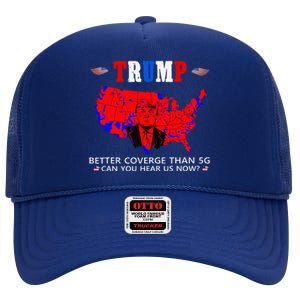 Trump Better Coverage Than 5g Can You Hear Us Now Usa Map High Crown Mesh Back Trucker Hat