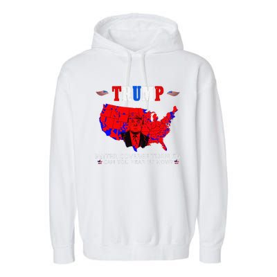 Trump Better Coverage Than 5g Can You Hear Us Now Usa Map Garment-Dyed Fleece Hoodie