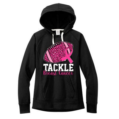 Tackle Breast Cancer Football Ribbon Awareness Women's Fleece Hoodie