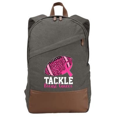 Tackle Breast Cancer Football Ribbon Awareness Cotton Canvas Backpack