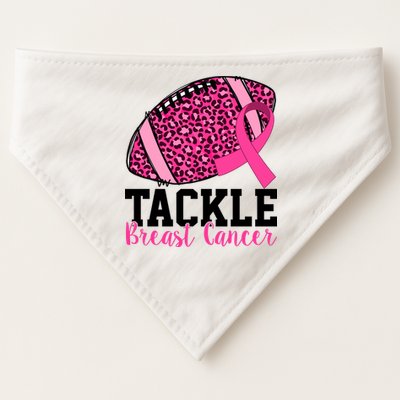 Tackle Breast Cancer Football Ribbon Awareness USA-Made Doggie Bandana