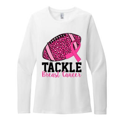 Tackle Breast Cancer Football Ribbon Awareness Womens CVC Long Sleeve Shirt