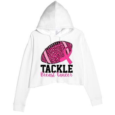 Tackle Breast Cancer Football Ribbon Awareness Crop Fleece Hoodie