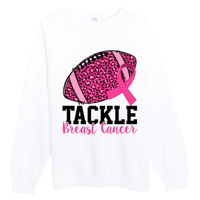 Tackle Breast Cancer Football Ribbon Awareness Premium Crewneck Sweatshirt