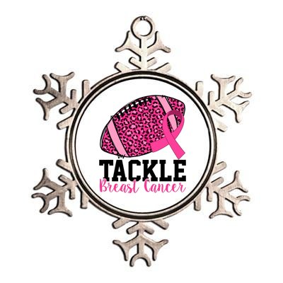 Tackle Breast Cancer Football Ribbon Awareness Metallic Star Ornament