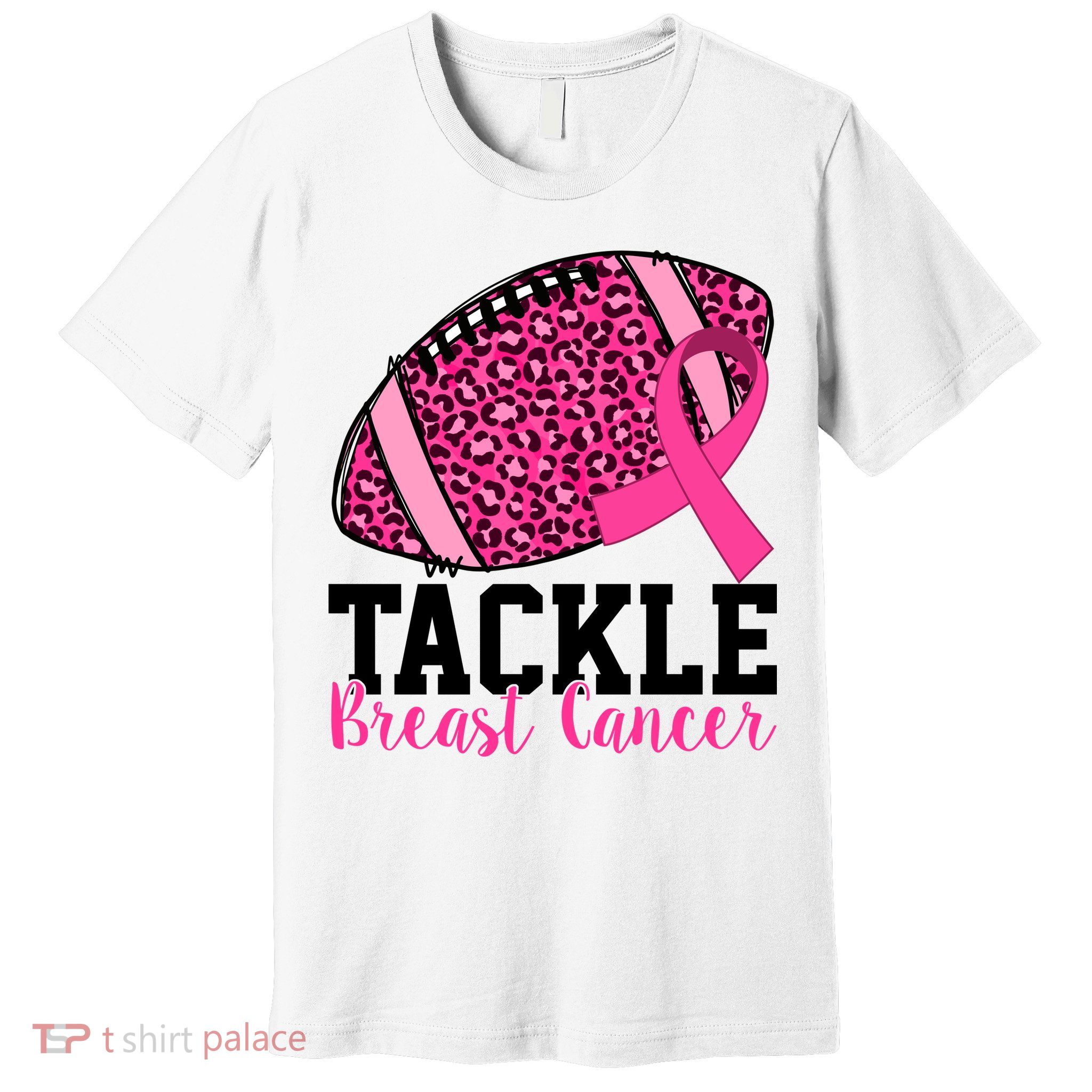 Tackle Breast Cancer Football Ribbon Awareness Premium T-Shirt