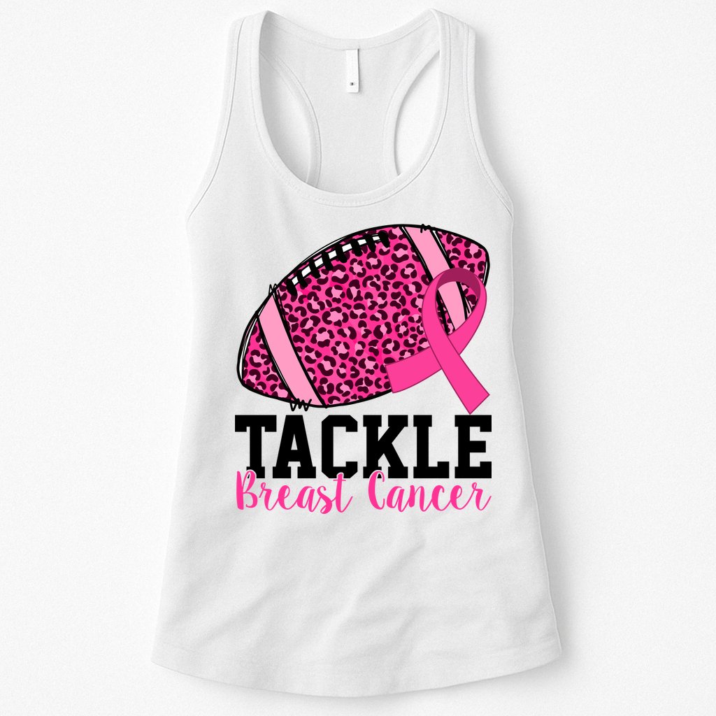 Tackle Breast Cancer Football Ribbon Awareness Womens Tank Top