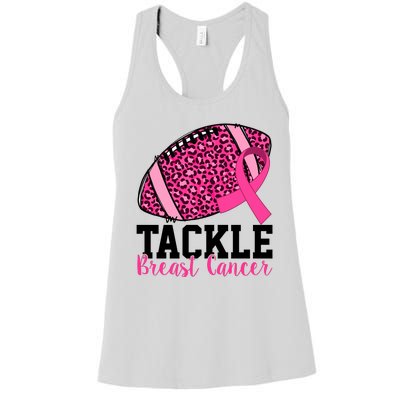 Tackle Breast Cancer Football Ribbon Awareness Women's Racerback Tank