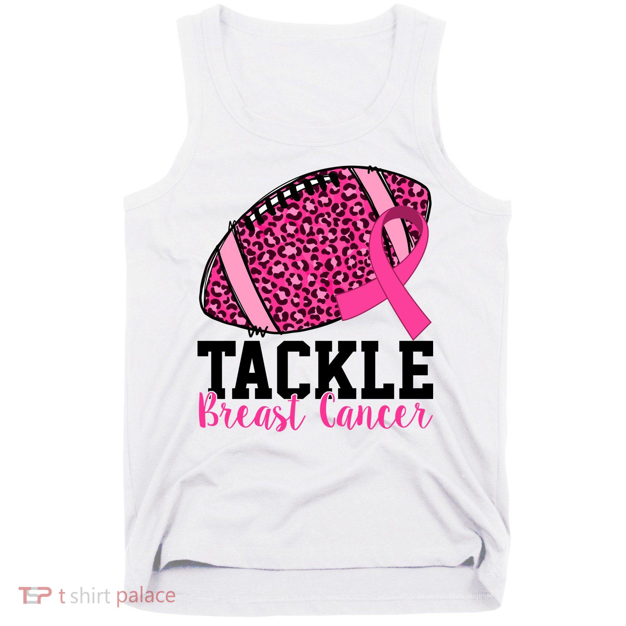Tackle Breast Cancer Football Ribbon Awareness Tank Top