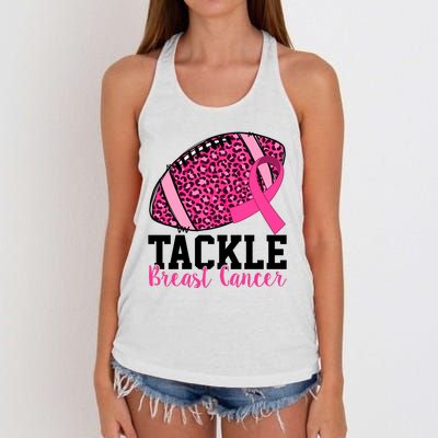 Tackle Breast Cancer Football Ribbon Awareness Women's Knotted Racerback Tank