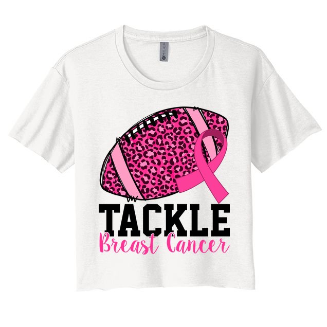 Tackle Breast Cancer Football Ribbon Awareness Crop Top