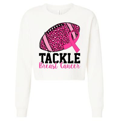 Tackle Breast Cancer Football Ribbon Awareness Cropped Pullover Crew