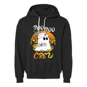 The Boo Crew Halloween Ghost The Boo Crew Nurse Garment-Dyed Fleece Hoodie