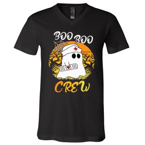 The Boo Crew Halloween Ghost The Boo Crew Nurse V-Neck T-Shirt