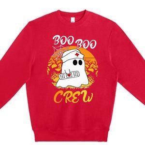 The Boo Crew Halloween Ghost The Boo Crew Nurse Premium Crewneck Sweatshirt