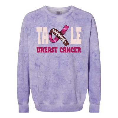 Tackle Breast Cancer Awareness Football Colorblast Crewneck Sweatshirt