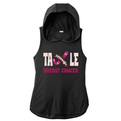 Tackle Breast Cancer Awareness Football Ladies PosiCharge Tri-Blend Wicking Draft Hoodie Tank