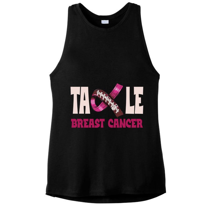 Tackle Breast Cancer Awareness Football Ladies PosiCharge Tri-Blend Wicking Tank