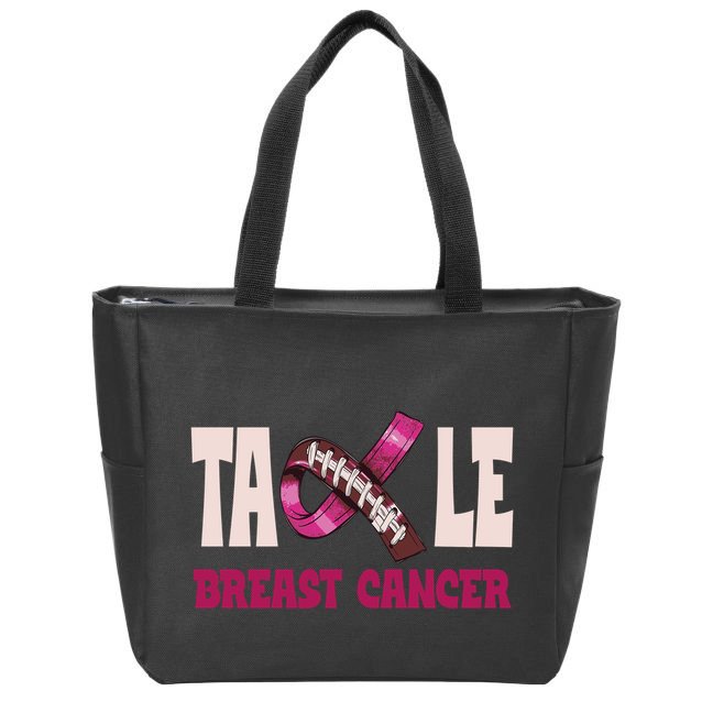 Tackle Breast Cancer Awareness Football Zip Tote Bag