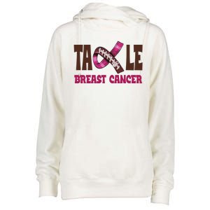 Tackle Breast Cancer Awareness Football Womens Funnel Neck Pullover Hood