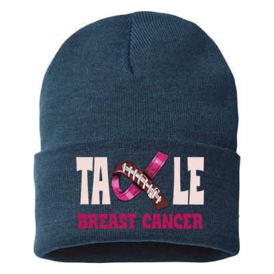 Tackle Breast Cancer Awareness Football Sustainable Knit Beanie