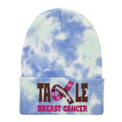 Tackle Breast Cancer Awareness Football Tie Dye 12in Knit Beanie