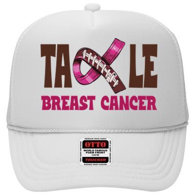 Tackle Breast Cancer Awareness Football High Crown Mesh Back Trucker Hat