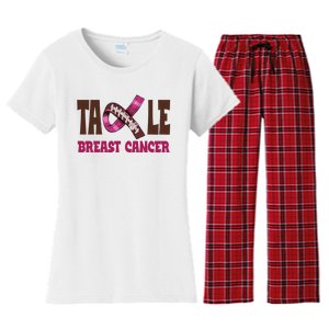 Tackle Breast Cancer Awareness Football Women's Flannel Pajama Set