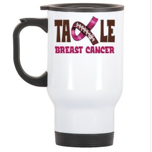 Tackle Breast Cancer Awareness Football Stainless Steel Travel Mug